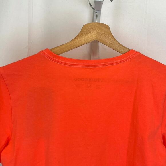 NWT LIFE IS GOOD Short Sleeve Crusher Tee Shirt V Neck Awesome Cats Orange M - Picture 6 of 10